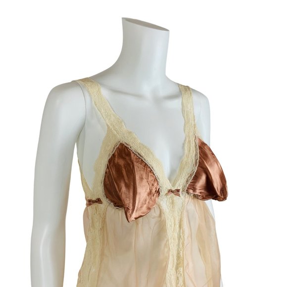 Vintage 80s Lingerie Top Cone Bra Nylon Camisole Neglige A Nuit OS - Picture 4 of 10